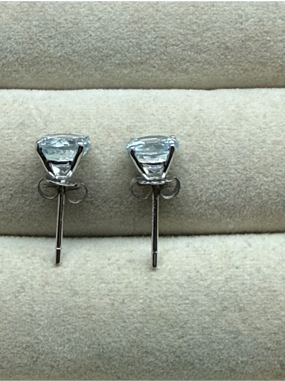 Genuine Aquamarine 14KT White Gold Stud Earrings
